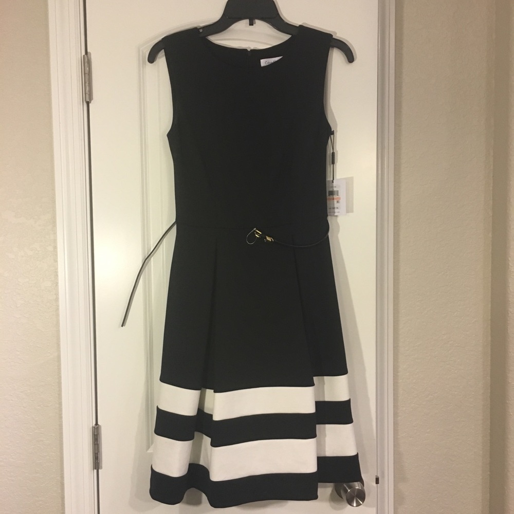 Calvin Klein black and white dress